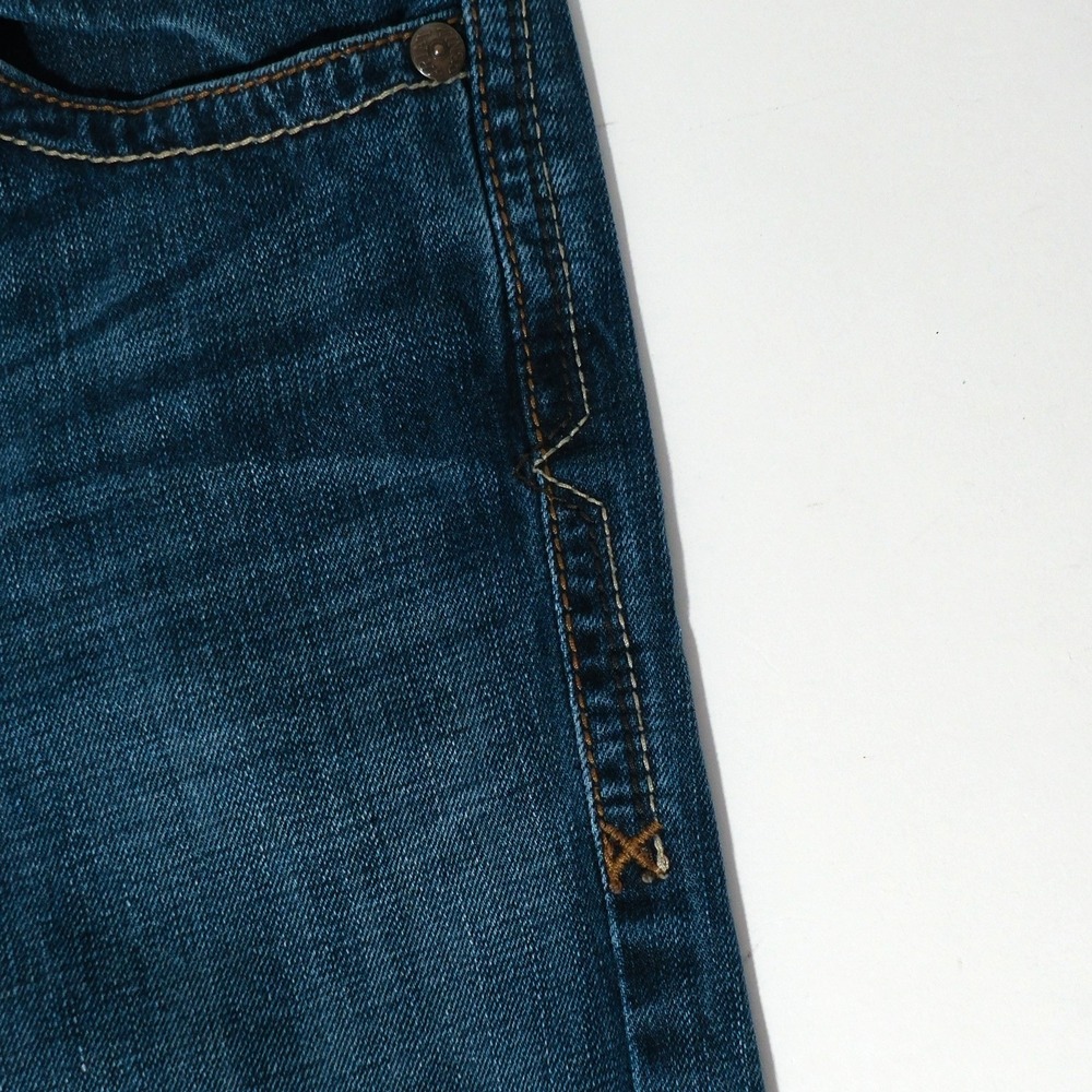 Ariat M5 Jeans Mens 30x32 Blue Low Rise Straight Western Cowboy Fade Stitching - Picture 8 of 16